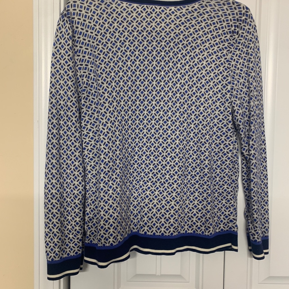 Talbots Navy and Cream Lightweight Patterned Sweater sz LP - Picture 5 of 7